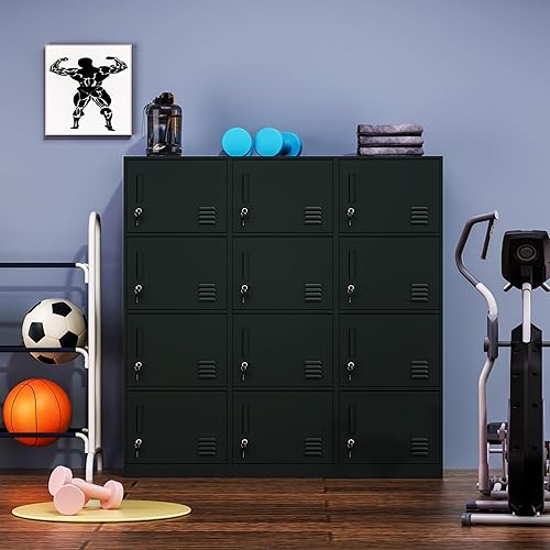 Vista 34 de Taquillas de metal para empleados, armario de almacenamiento de oficina con 4 puertas, armario alto para empleados, escuela, oficina, hogar