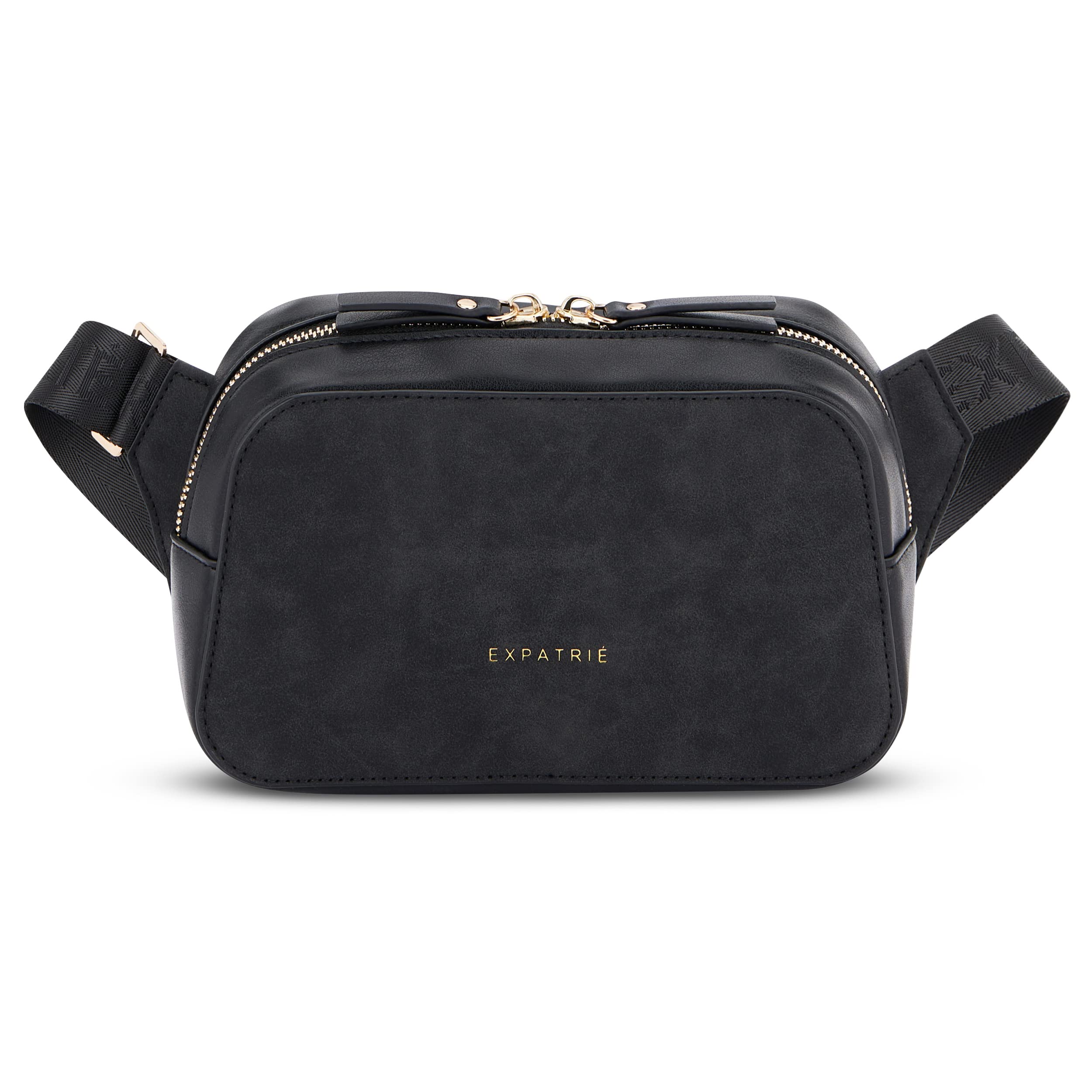 Expatrié Umhängetasche Damen Schwarz - Fleur - Elegante Crossbody Bag aus PU Leder - Kleine Handtasche zum Ausgehen Feiern Freizeit - One Size