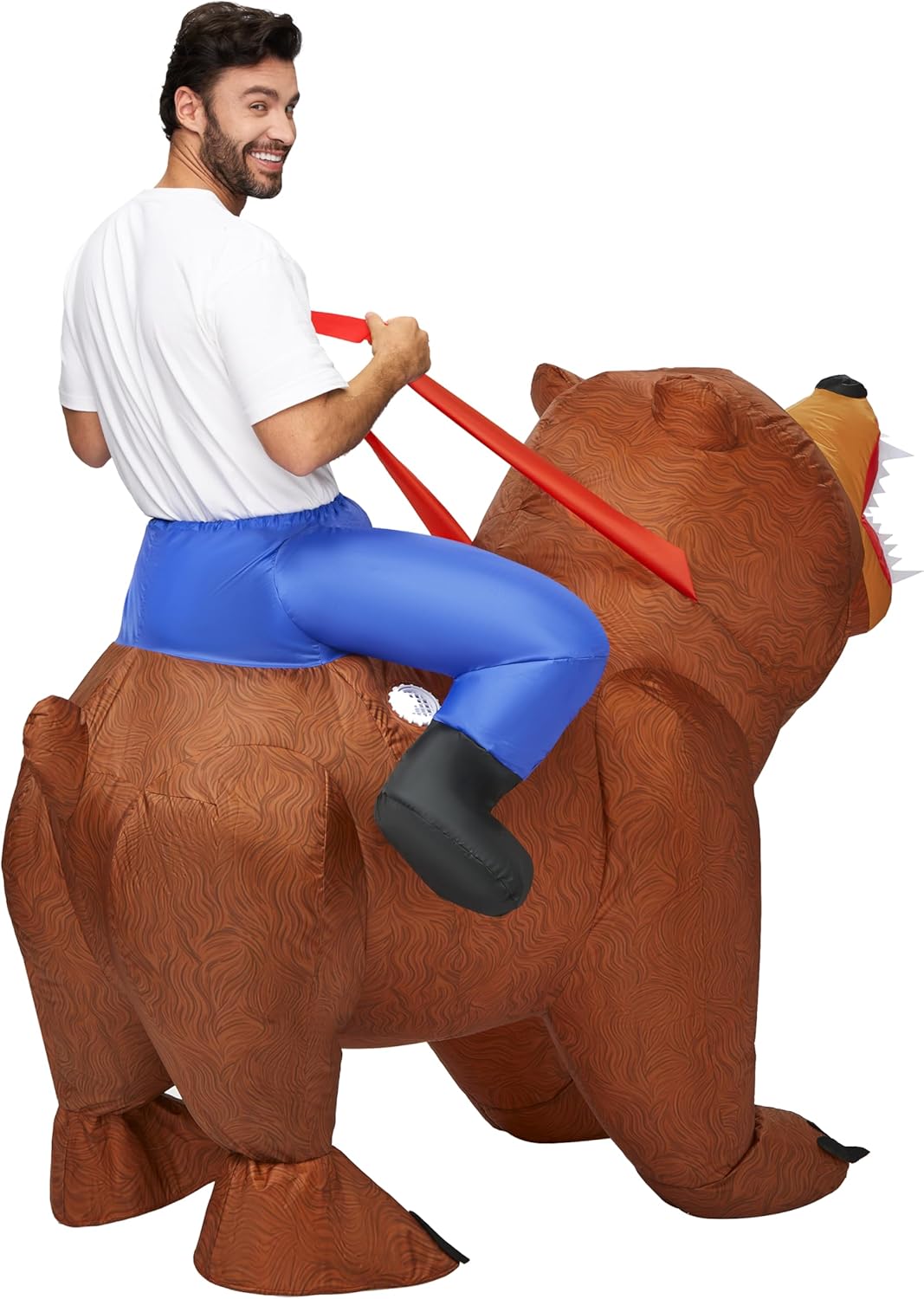 Spooktacular Creations Adults Halloween Inflatable Costumes, Riding a Bear Blow Up Costume, Brown Inflatable Suit for Men Halloween Costume Cosplay Themed Parties - Image 4