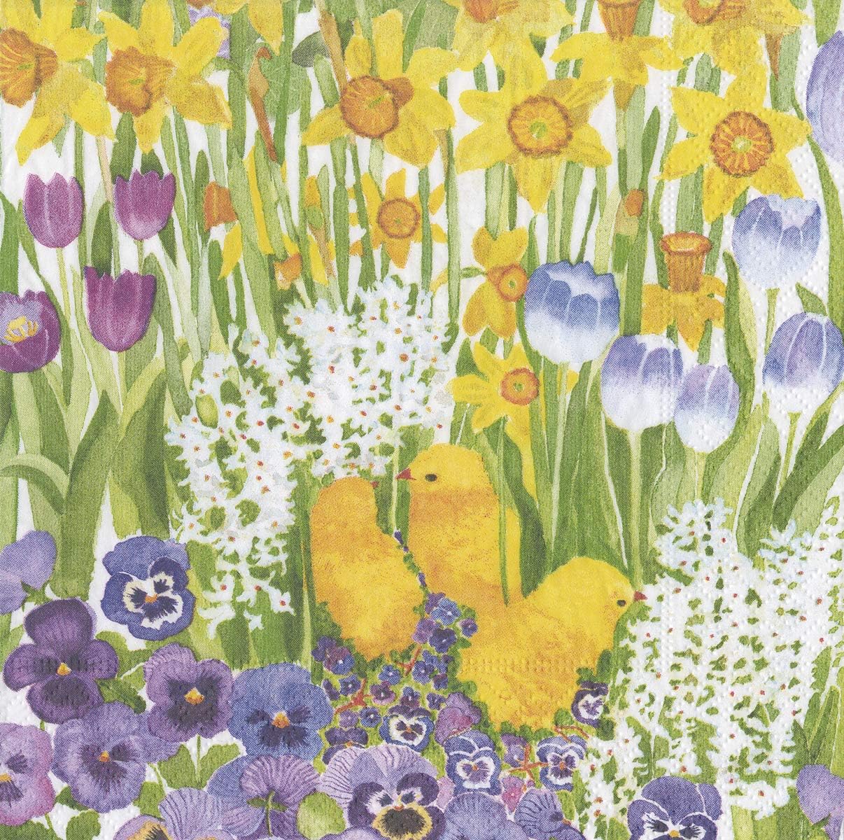 Caspari Paper Napkins Easter Napkins 5" x 5" Cocktail Napkins for Easter Dinner or Easter Egg Hunt Party Napkins Easter Garden Pk 40