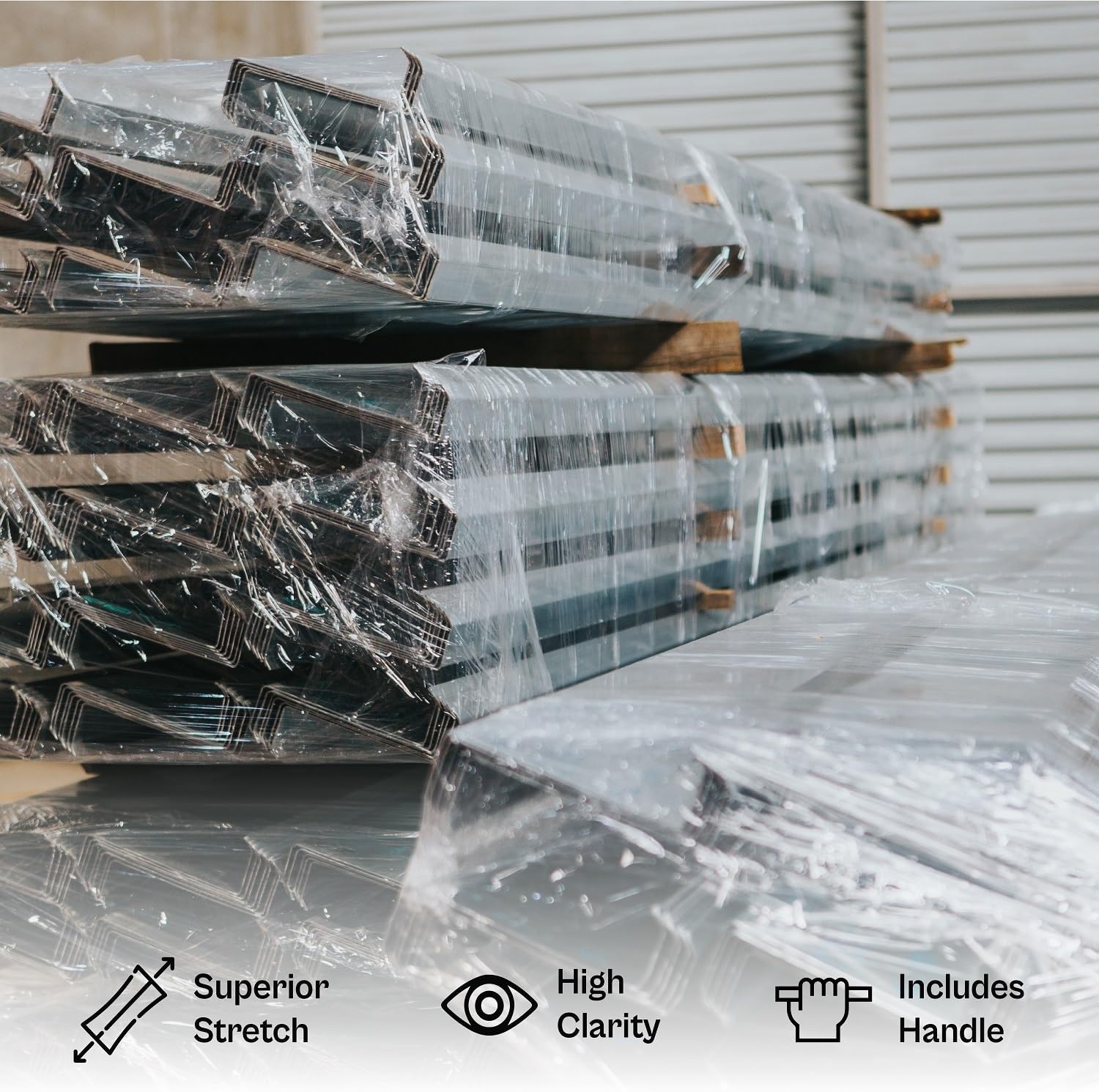 Narrow Bundling Stretch Wrap, 12 Rolls, 5 Inch x 1000 Feet, 80 Gauge, Includes Handle, Clear Small Plastic Cling Film for Pallets Moving Storing