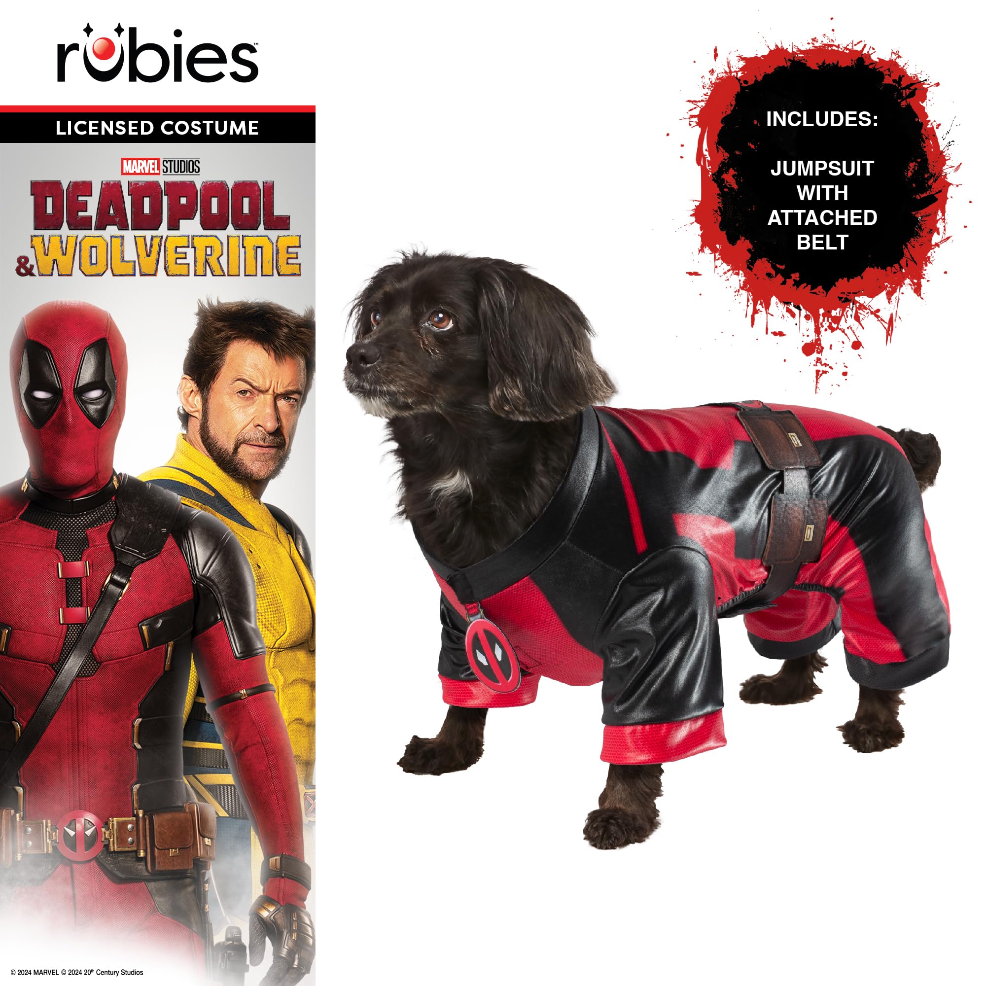 Rubie's Official Deadpool Dogpool Pet Costume, Dog/Pet Fancy Dress, Size S Halloween, Red & Black - Image 2