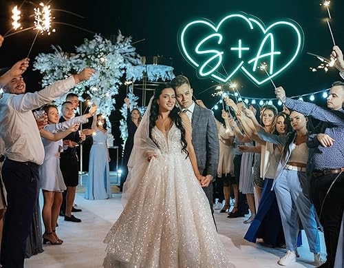 Miniatura 2 de Letreros de neón para pared, iniciales de pareja, formas de corazón, letrero de neón personalizado, letrero de neón para decoración de pared,