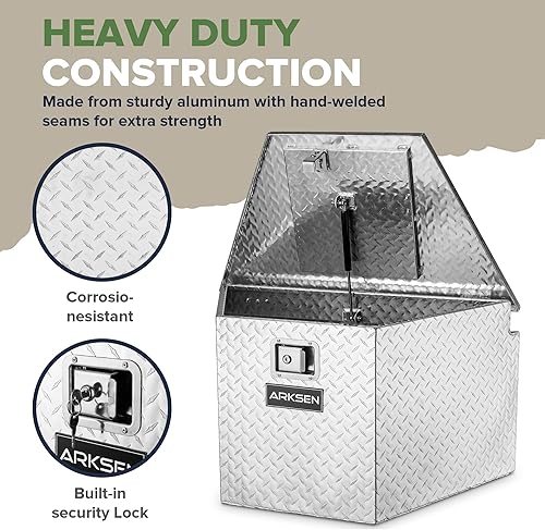 Miniatura 2 de ARKSEN - Caja de herramientas de aluminio con lengüeta de diamante de 33 pulgadas, resistente al agua, para almacenamiento debajo del camión, para