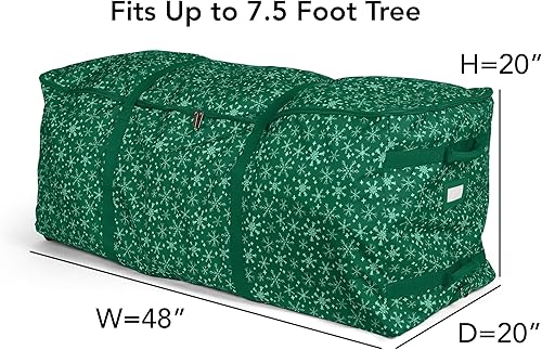 Miniatura 2 de Covermates Keepsakes - Bolsa con ruedas para árbol de Navidad, protección superior, asas acolchadas, almacenamiento navideño, copo de nieve verde