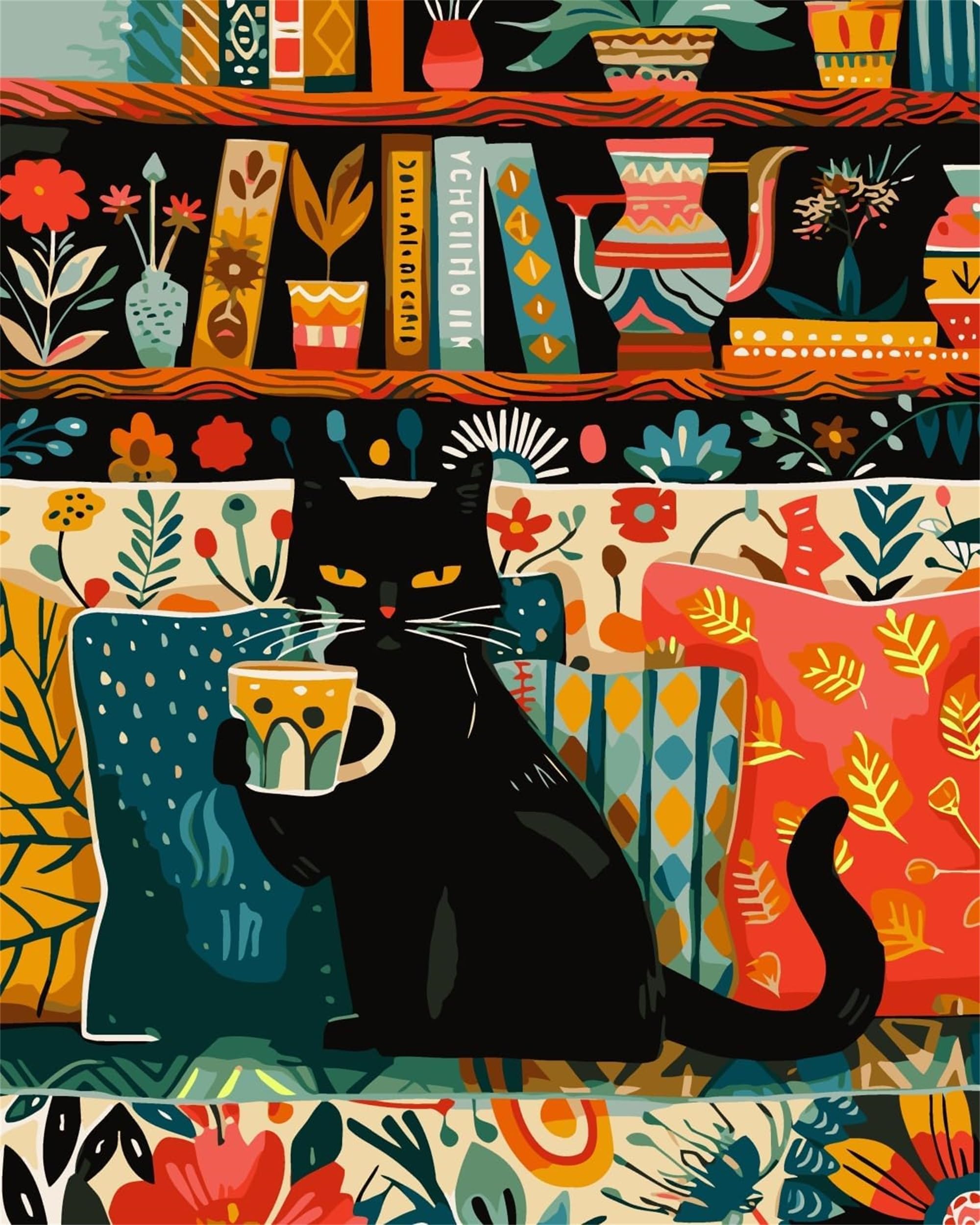 Nianxi DIY Paint by Numbers for Adults,Cat Painting by Number Kits on Canvas,Color by Numbers for Beginner,Gifts Decor for Home Wall Room (cat)