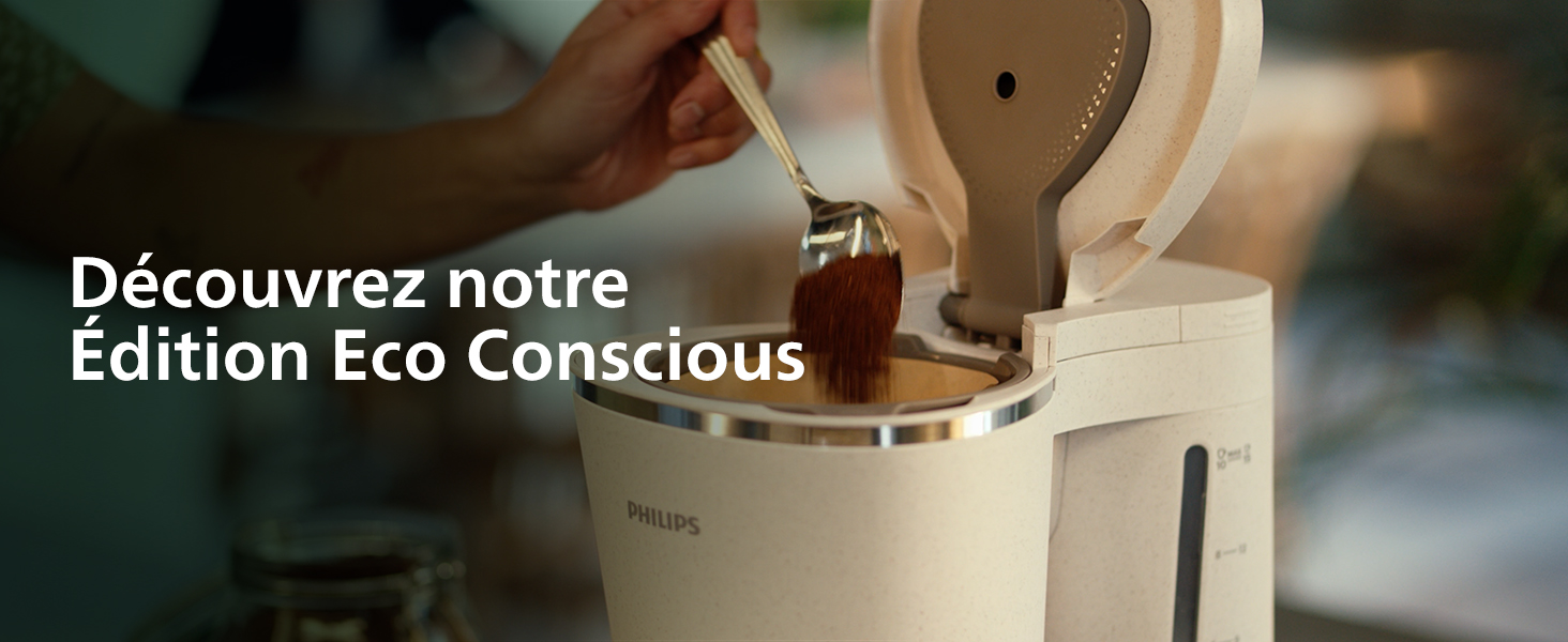Cafetière Filtre Philips HD5120/00 - 1.2 L, 15 Tasses, éco-conçue à Partir D'huile Usagée, Blanc Mat