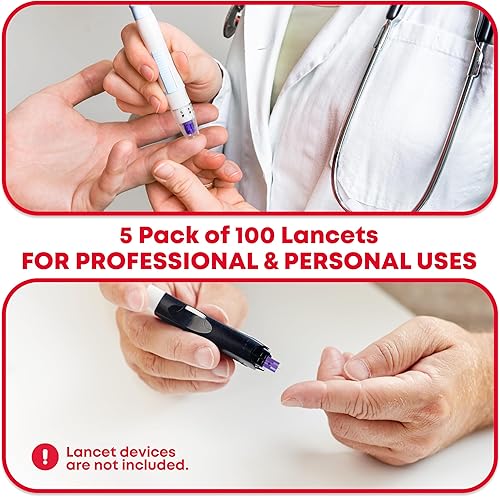 Miniatura 6 de Ever Ready First Aid Lancetas estériles con tapa giratoria de 1.06 oz, color morado, 500 unidades