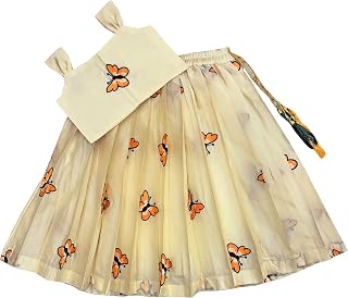 COMRATE Kids Girls Lehnga Choli Pattern Dress Half Sleeves Readymade Hand Embroidery Ethnic Traditional Full Length South ... Price In India