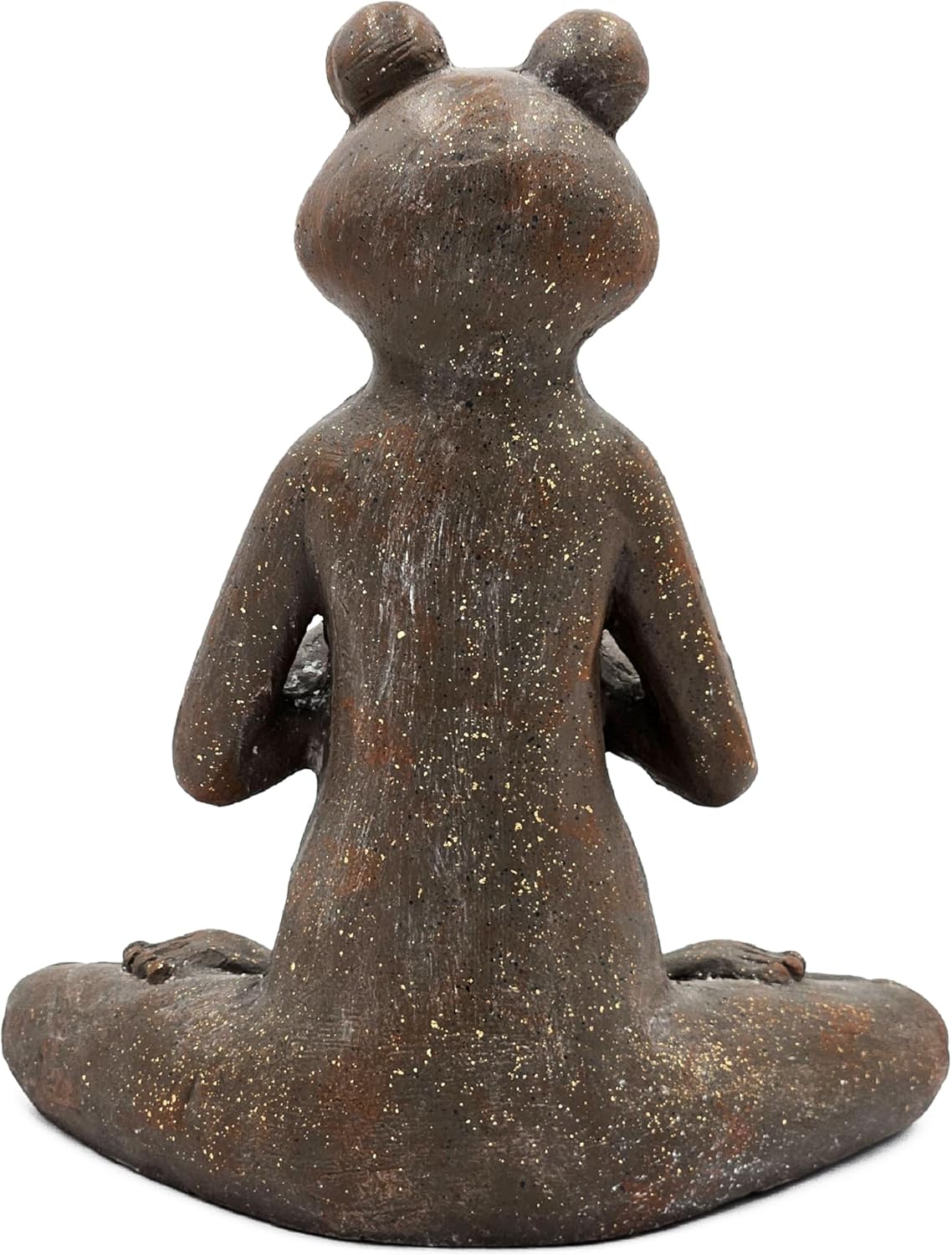 13.5” Tall Textured Brown Yoga Frog Figurine with Gold Accents, Decorative Magnesium Sculpture in Namaste Pose, for Tabletop, Mantel, Centerpiece Accent Display
