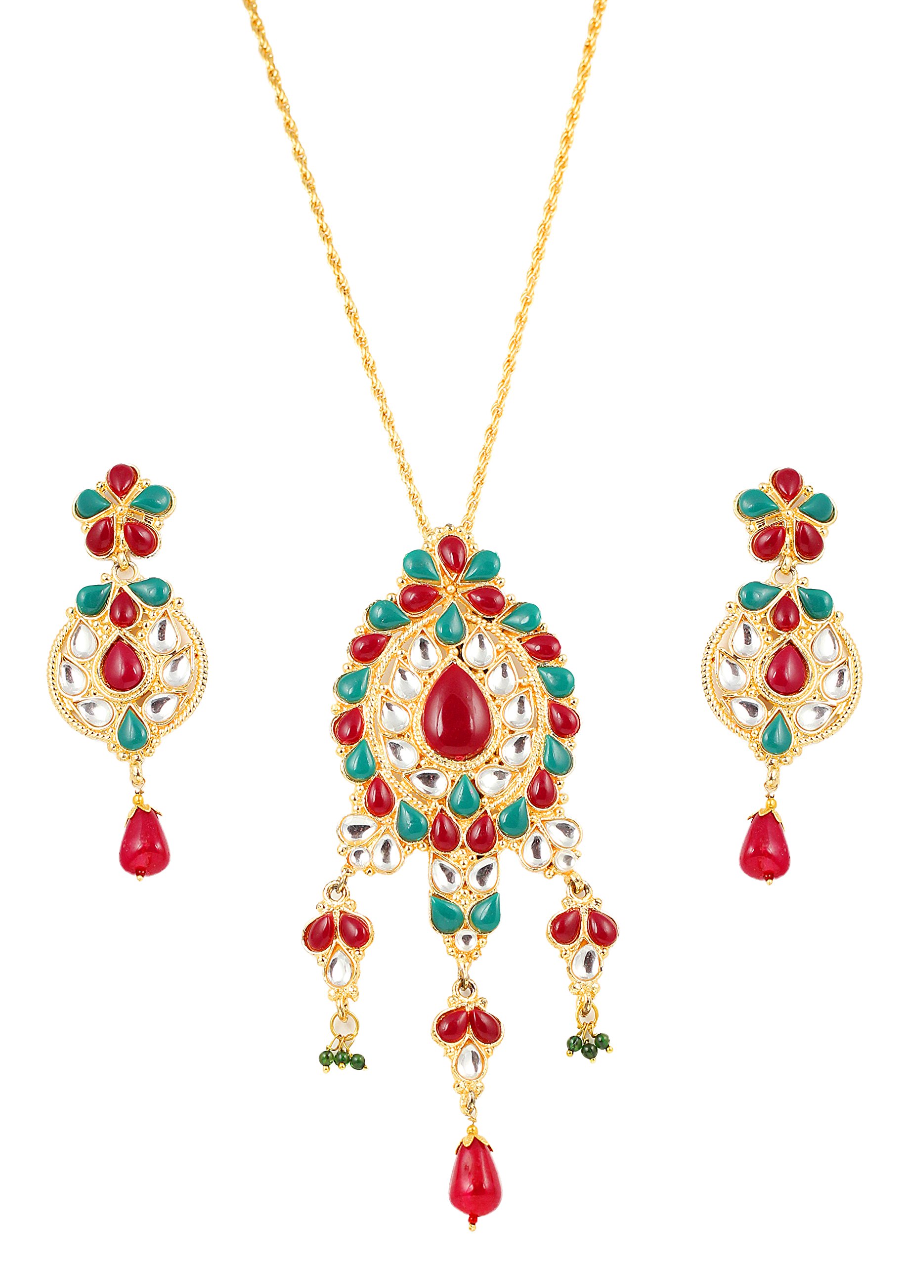 Indian Look Gold Plated Pendant Set For Women