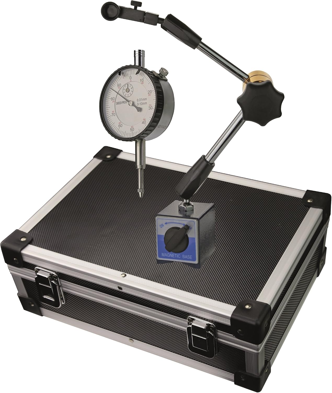 Nisorpa Magnet-Messstativ Mit Messuhr – Flexibler Halter, 10 Mm Stangendurchmesser, Inkl. Mikrometer