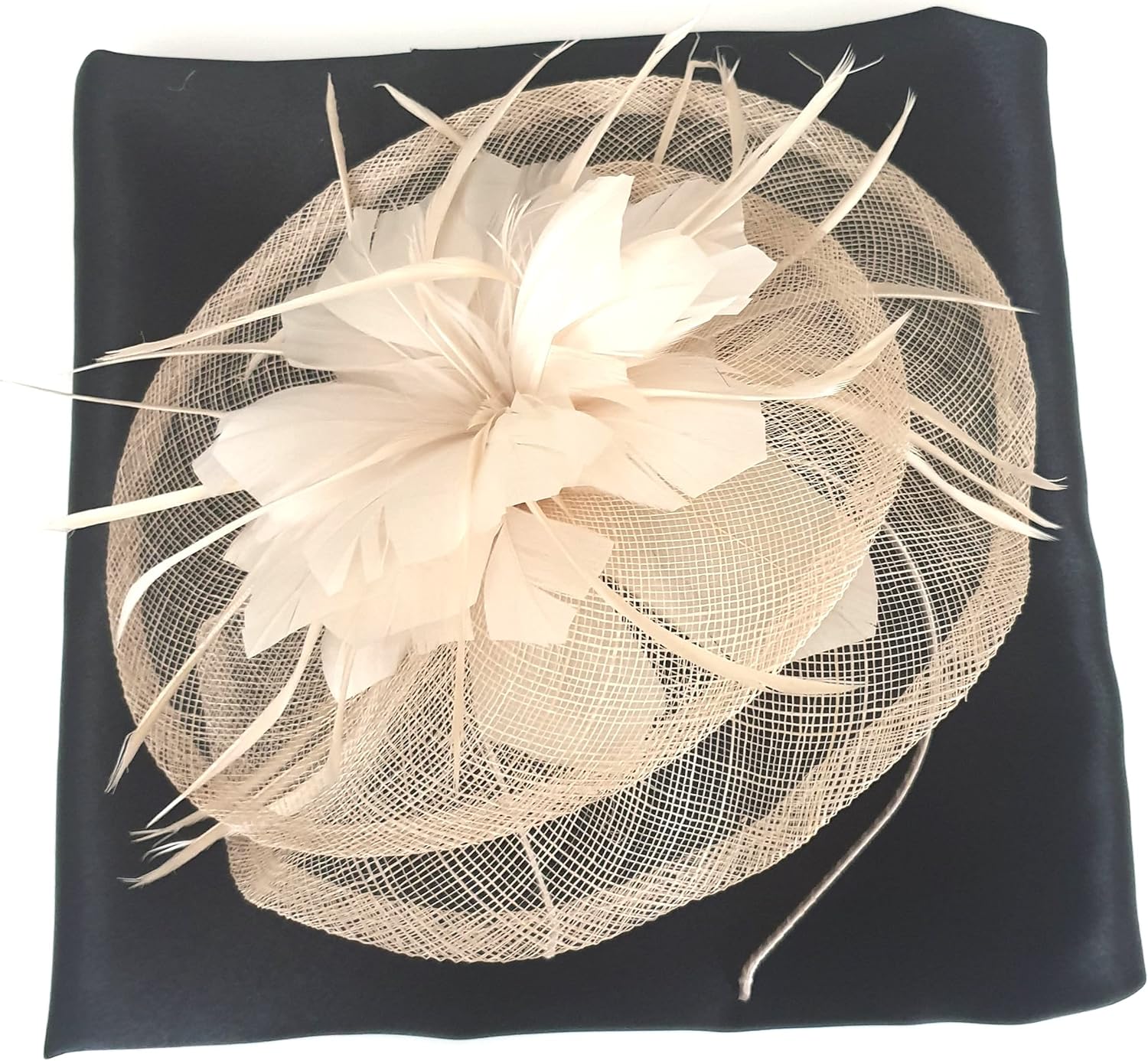 Cream Fascinator with Double Disk with Centre Flower Trim Amazon.co