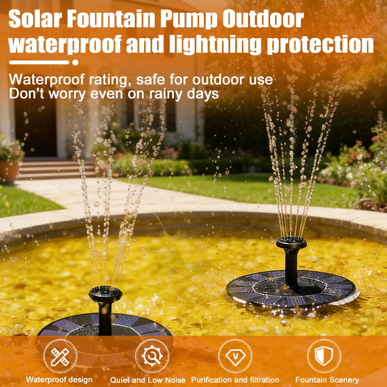 2 fontane solari per esterni: 8 effetti, pompa solare per laghetto, pompa ad acqua solare, versatile, fontana galleggiante, ideale per giardino, stagno o piscina, per applicazioni all'aperto