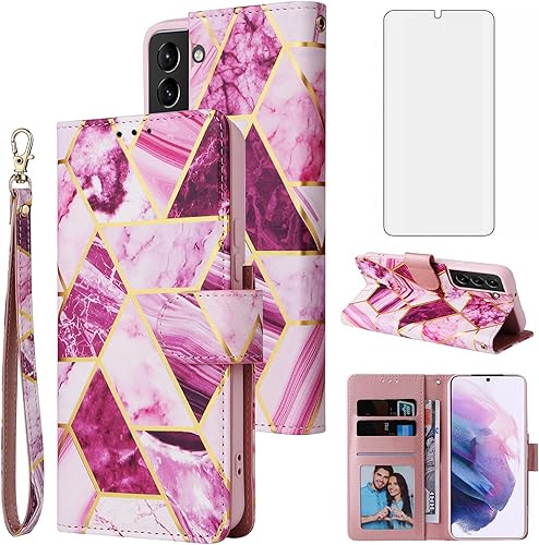 Asuwish Funda tipo cartera compatible con Samsung Galaxy S22 Plus 5G 2022, protector de pantalla de vidrio templado, tarjetero para Gaxaly S22+5G