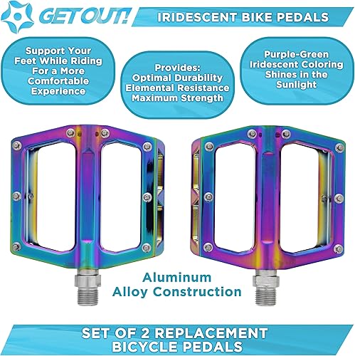 Miniatura 2 de Get Out! Pedales de metal para bicicleta de montaña, pedales planos para bicicleta de carretera, 2 unidades de aluminio de 916 pulgadas, pedales