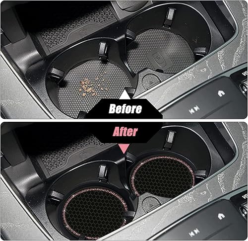 Miniatura 4 de 2 posavasos brillantes para automóvil, 2.75 pulgadas, almohadilla antideslizante con diamantes de imitación de cristal, alfombrilla aislante de