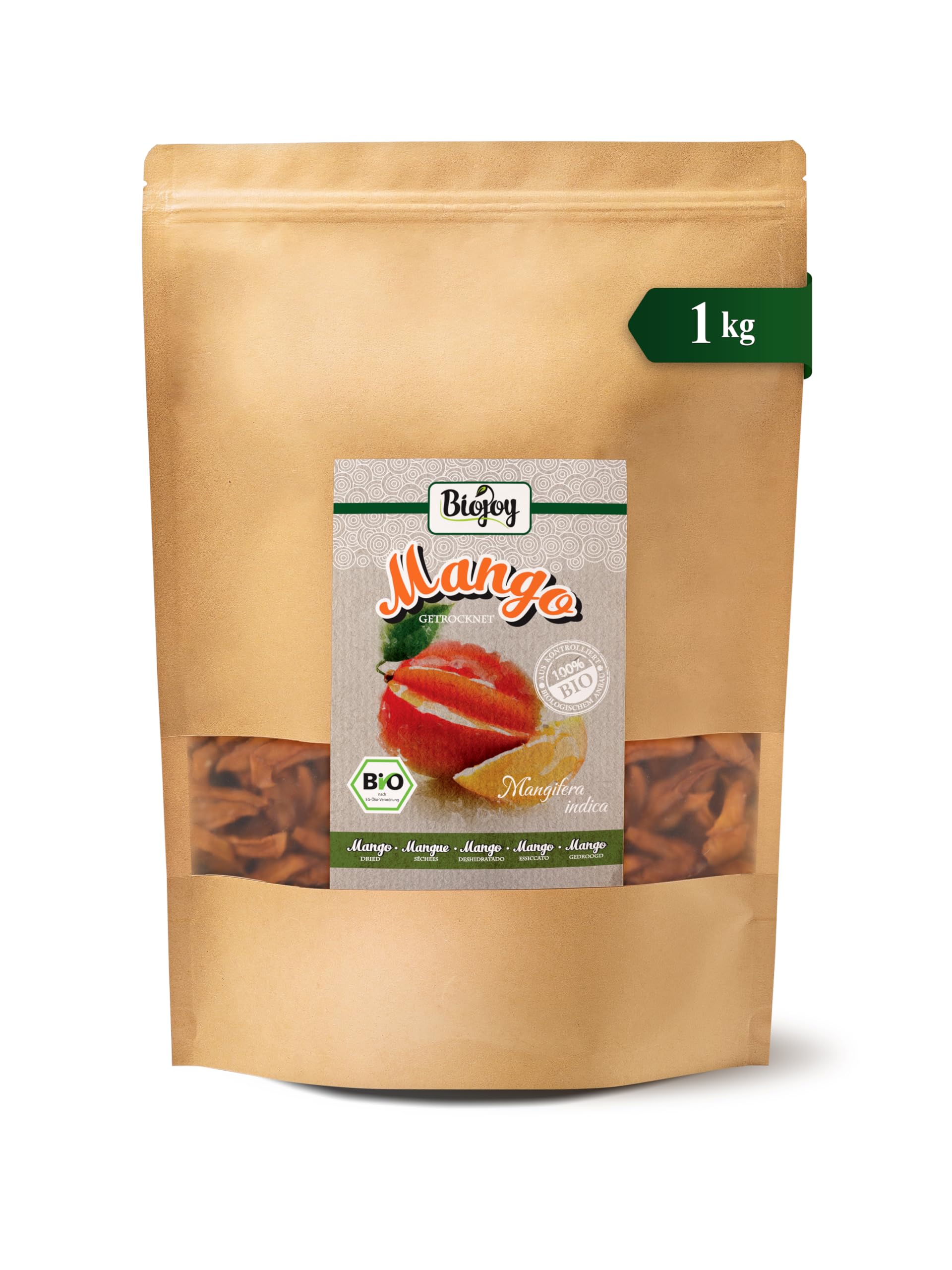 Biojoy Mangue séchée BIO (1 kg), variété Brooks, non sulfurée