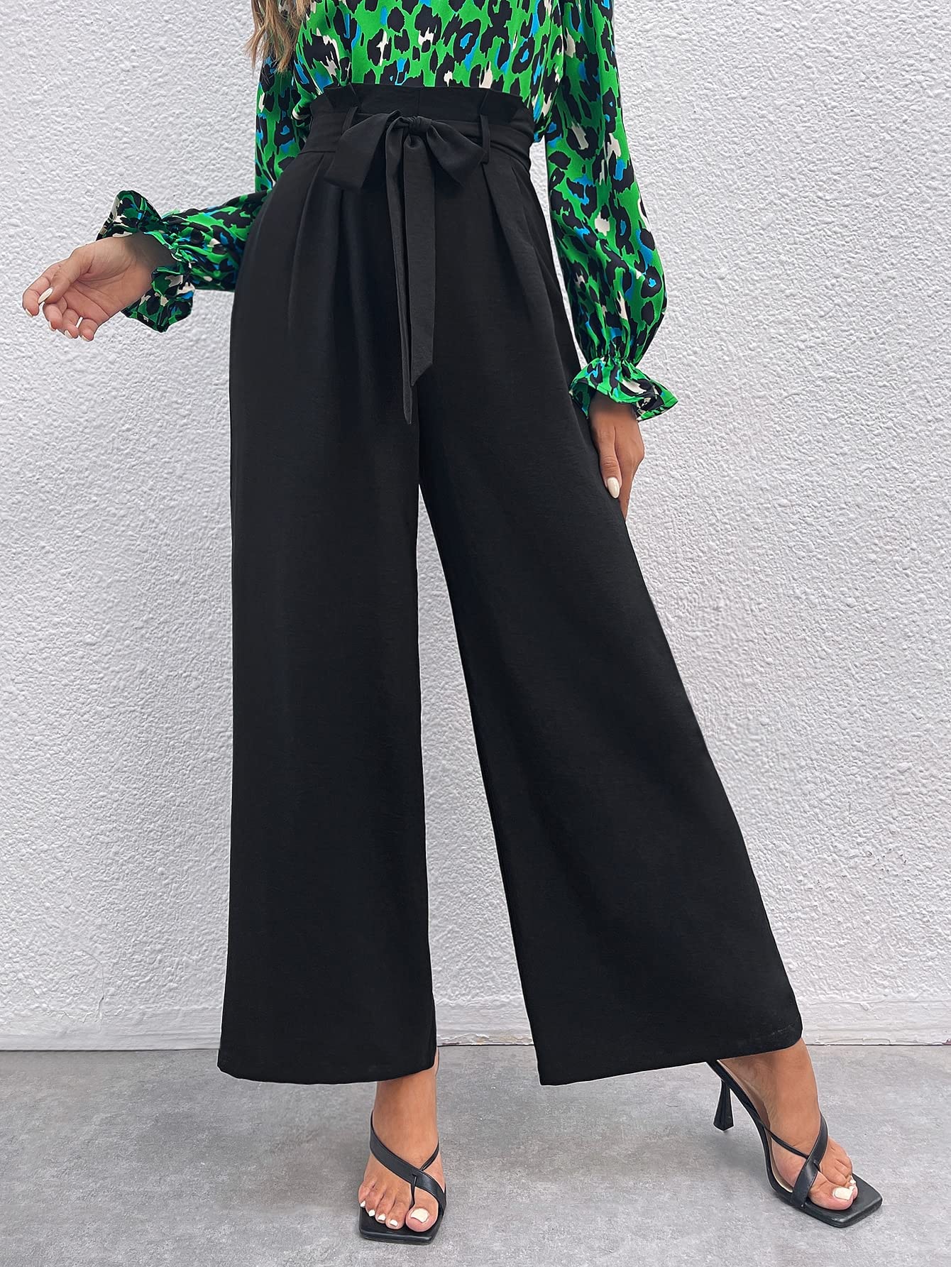 REDESYN Pants for Women Womens Pant High Waist Belted Wide Leg Pants Pants Color Black Size Small