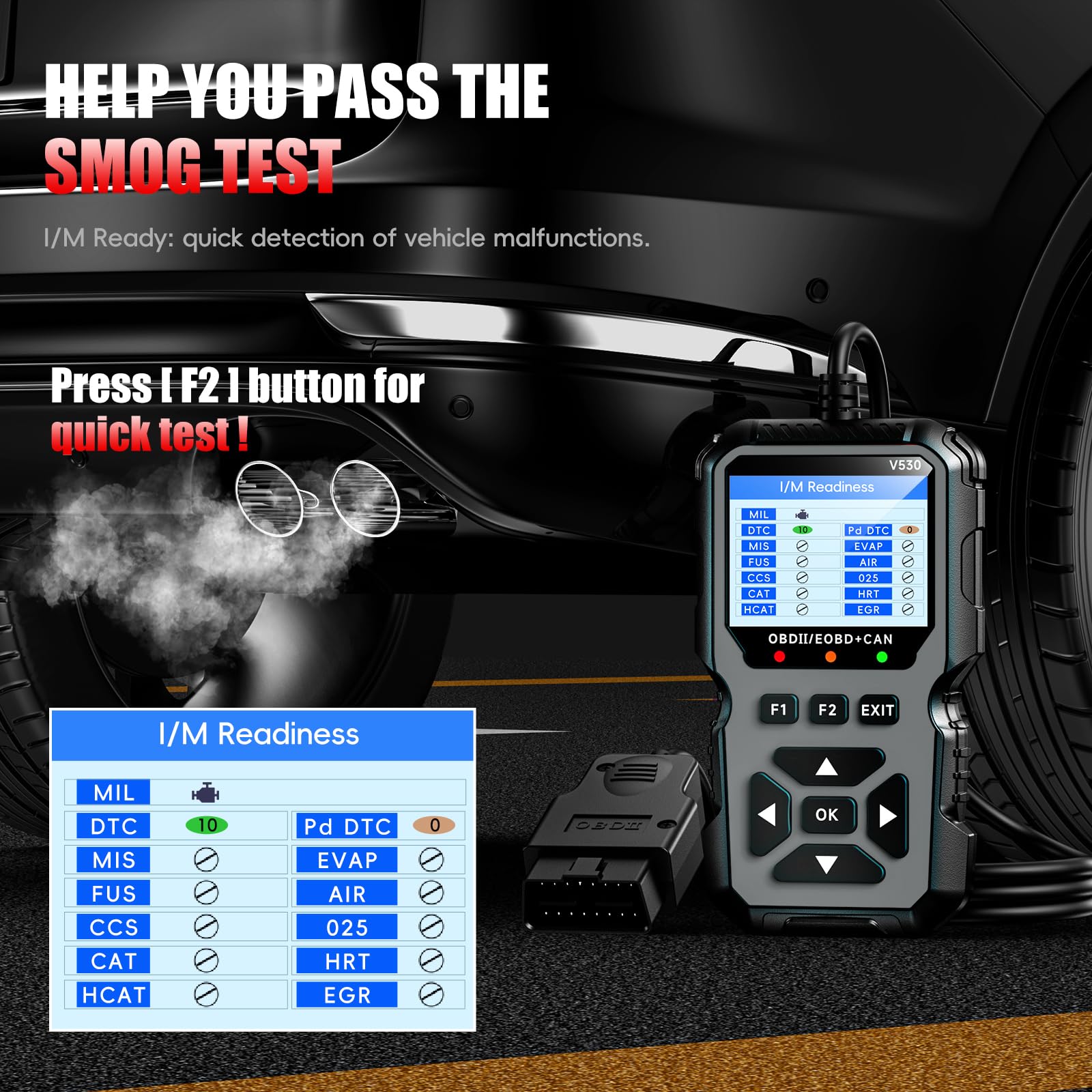 OBD2 Diagnosegerät OBD Auto Diagnose,OBD EOBD+CAN Scanner Auslesegerät mit OBDII Funktionen,OBD-II Diagnosewerkzeuge für alle Fahrzeuge,KFZ Auslesegerät Deutsch für BMW VW Mercedes Audi (Schwarz)