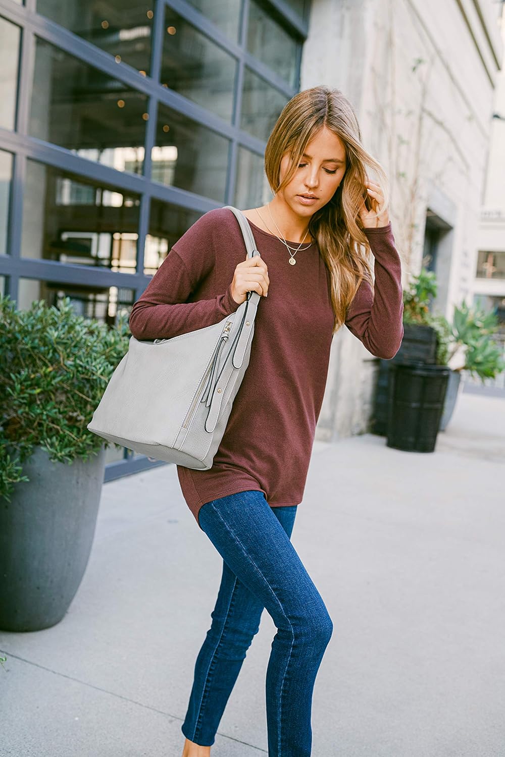 Miniatura 7 de Fashion Puzzle - Juego de 2 bolsas bolso hobo de piel sintética extra grande con bolsa pequeña