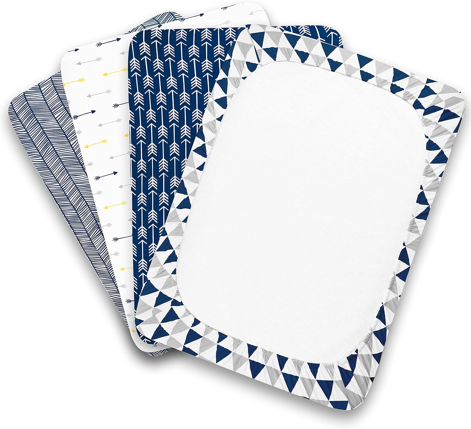 Pack n Play Sheets – Pack and Play Sheets 4 Pack – 100% Super Soft Jersey Knit Cotton Playard Mattress Sheets – Portable Playpen Sheet – Fitted Play Yard Mini Crib Sheets for Boy & Girl (24 x 38 x 5)