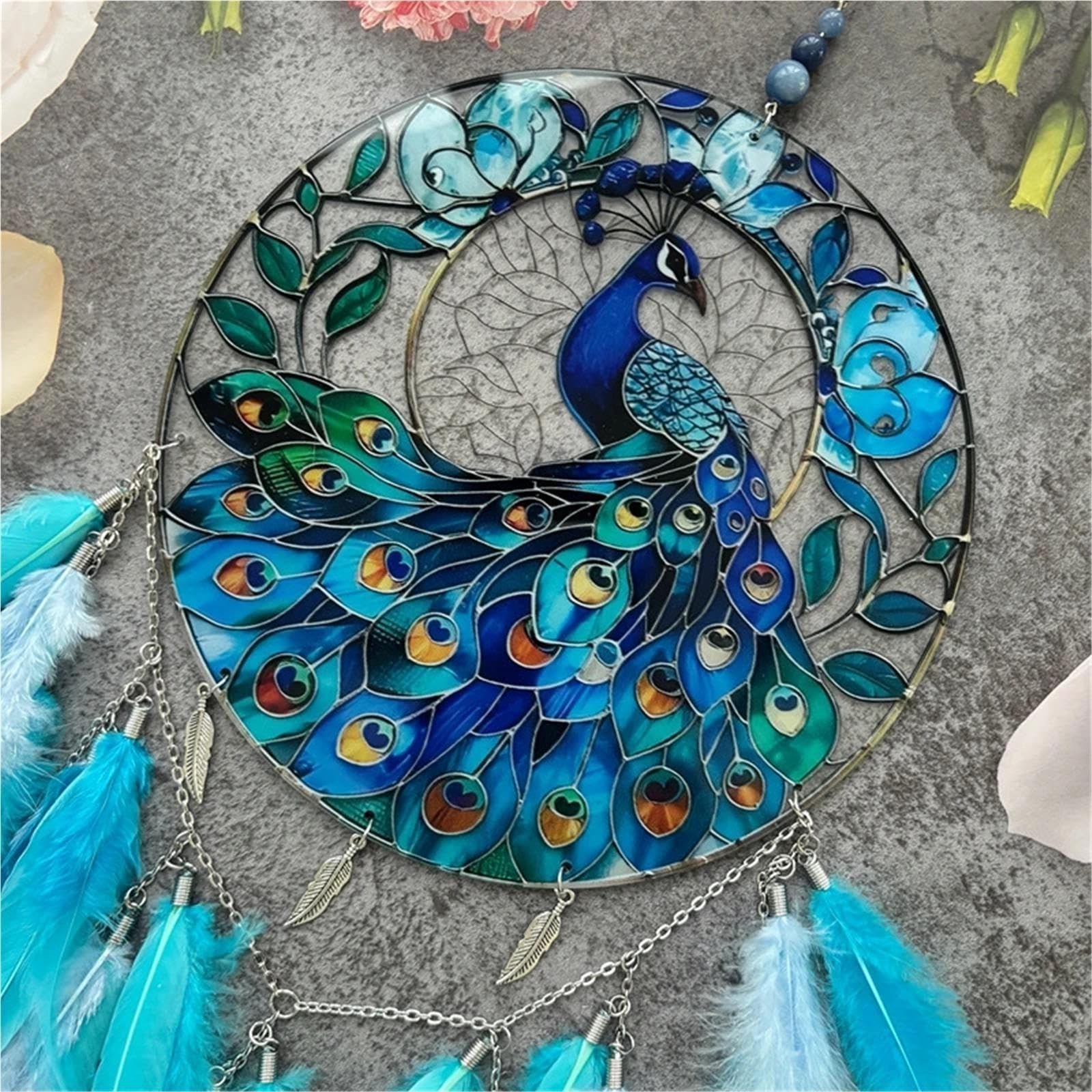 Acchiappasogni Acchiappasogni creativo con piume blu