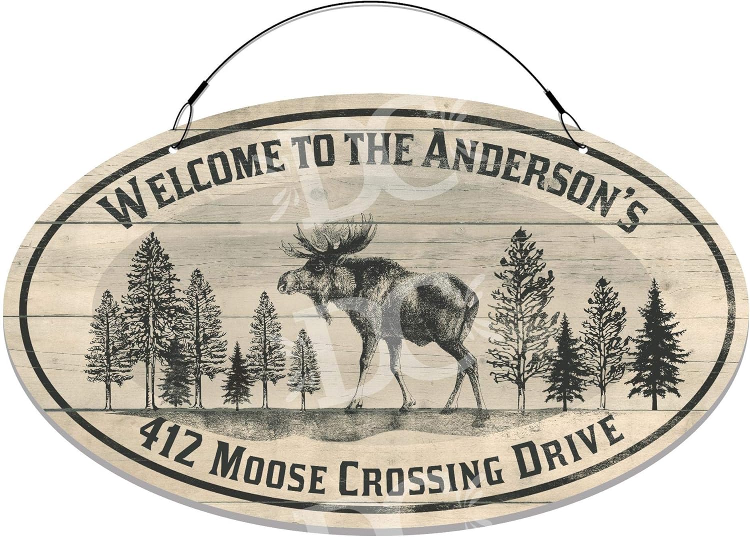 Moose Crossing Themed Home Address Large Size Welcome Sign
