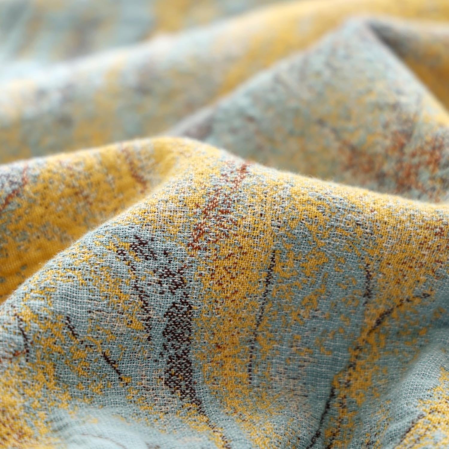 Boho Throw Blanket, 100% Cotton Ultra Soft Luxury Throw Rustic Quilt, Muslin Breathable Soft Bed Throw ，All Throw for Sofa Couch Chair 60×80 Inch (A-Yellow Flowers, 80x90 Inch)