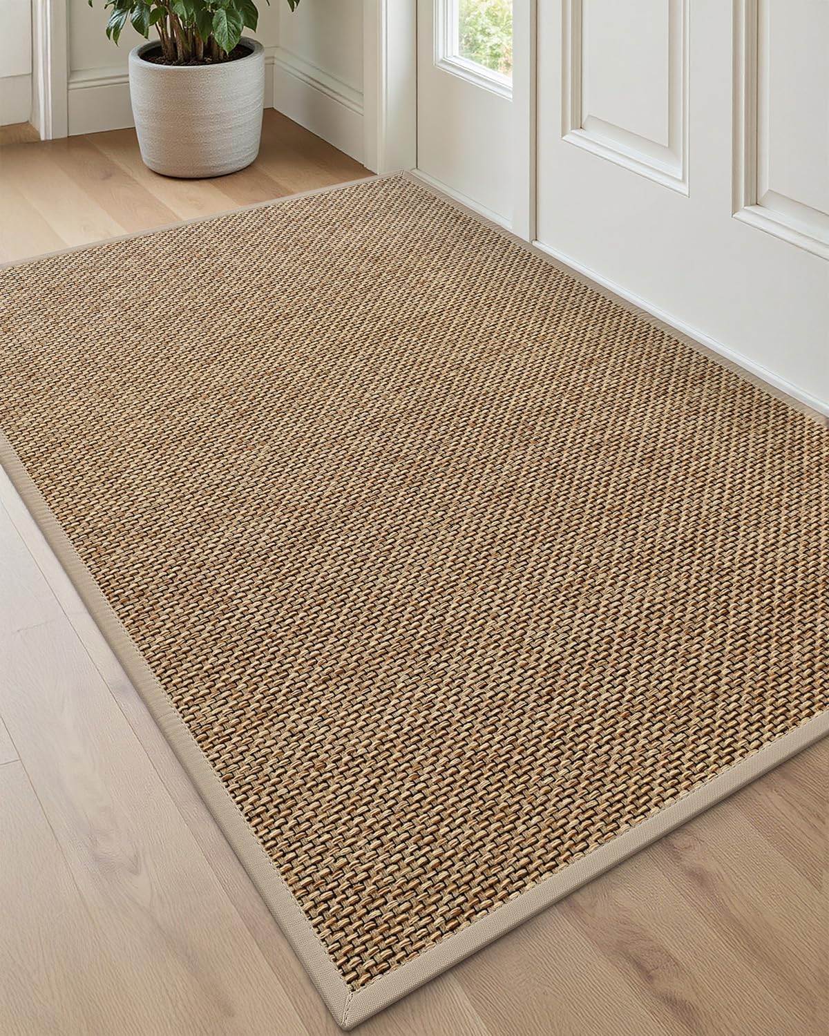 DEXI Entryway Door Mat 32x48, Non Slip Rubber Backing Inside Entry Mat, Low Profile Easy Clean Dirt Trapper Doormat for Inside Entrance Patio, Beige 2'8" x 4' (Rectangular) Beige