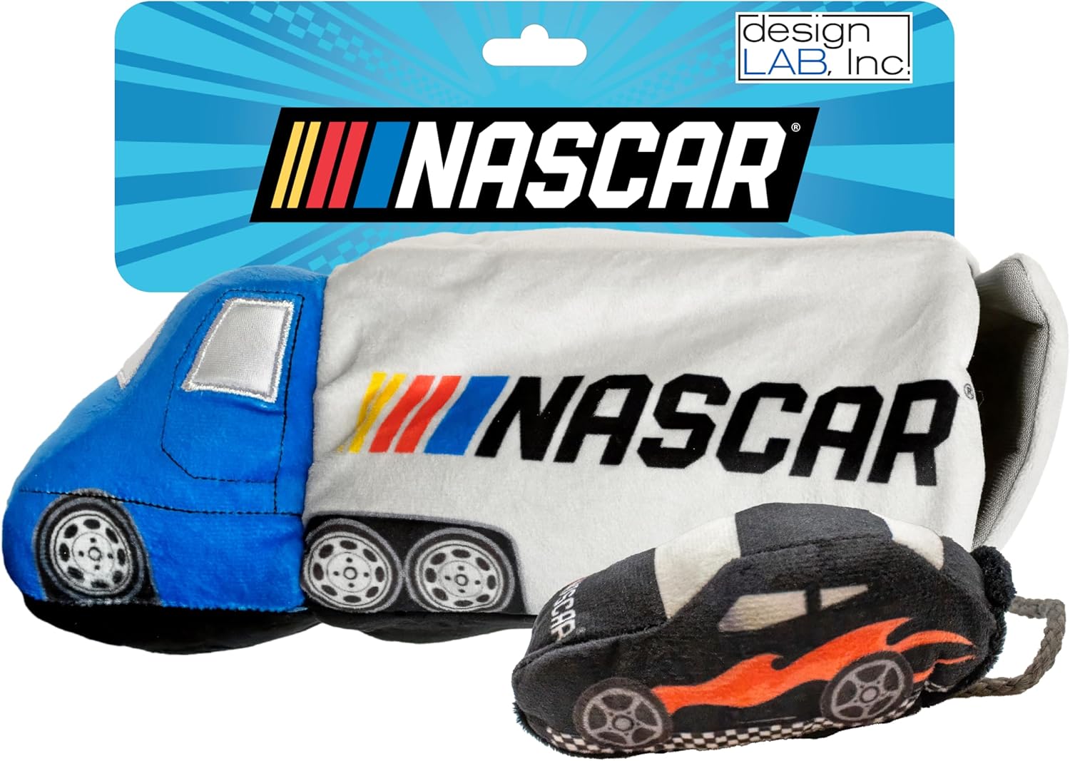 design LAB, Inc. NASCAR Official Merchandise | NASCAR Toy Rubber Race Car, Plush Toy Tool Box & Impact Wrench Gift Set | Interactive Squeaky Pet Toys for Dogs