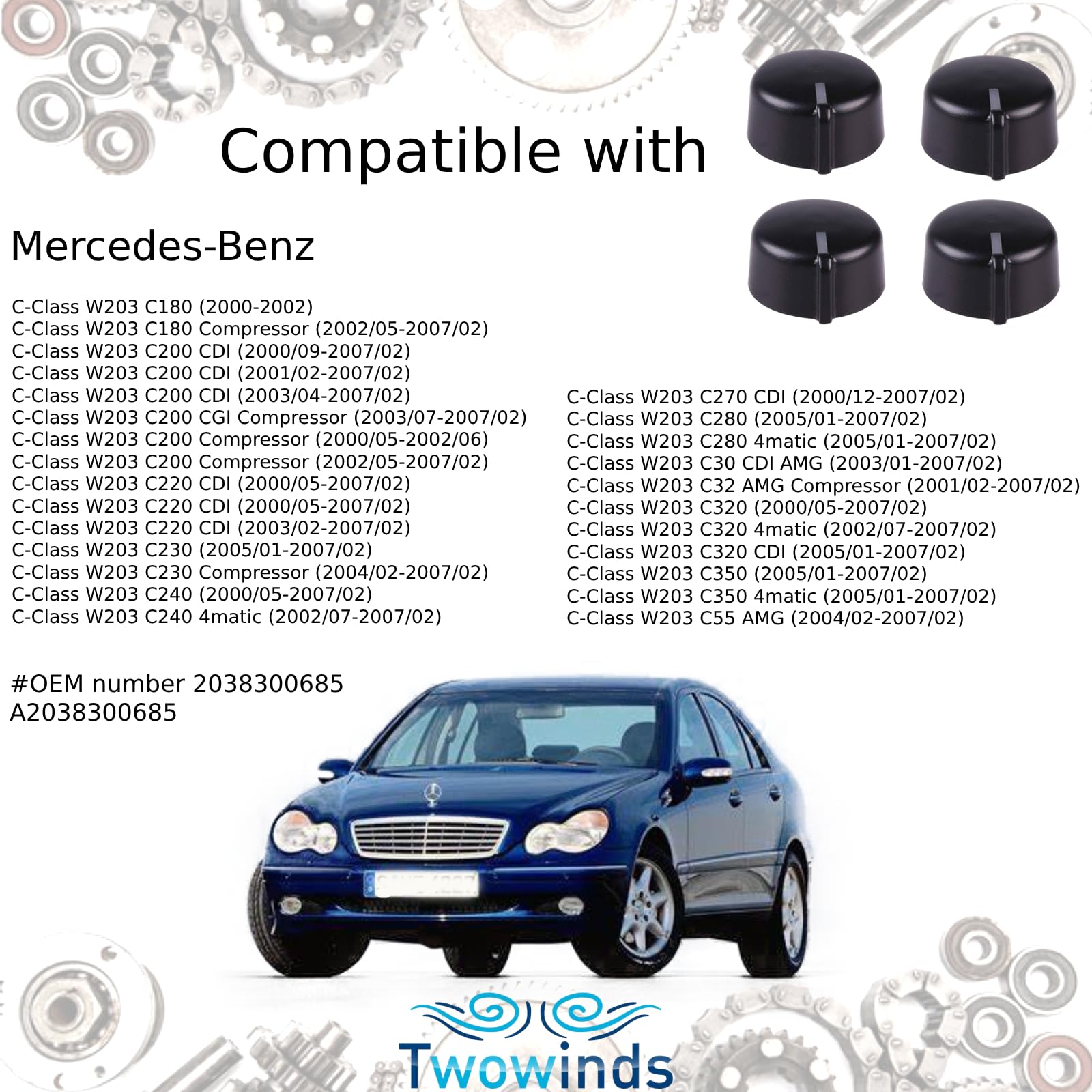 Twowinds Bottone Climatizzatore Compatibile Mercedes Benz W203 C240 C320 2000-2007 Pulsante Ventilatore Aria Condizionata 4 unità