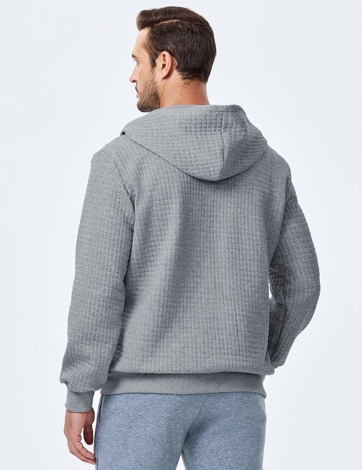 JMIERR Men’s Jacquard Plaid Hoodie Long Sleeve Drawstring Casual Hooded Sweatshirts Jackets with Pockets - Image 4