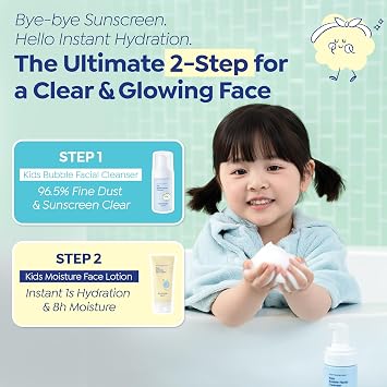GOONGBE Kids' Bubble Facial Cleanser - Korean Kids Low pH Bubble Foam Face Wash - Gentle Cleansing & Hydrating with Panthenol and Amino Acids - Allergen Free Scent, 100ml