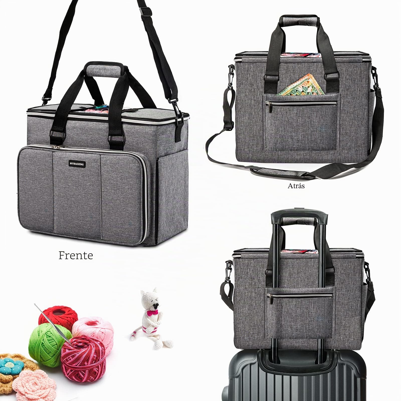 Bolsa de Tejer, Organizador de Almacenamiento de Hilo Grande, Bolsas de Ganchillo y Bolsas, Bolsas de Hilo para Ganchillo, Estuche para Agujas de Tejer, Ganchos de Ganchillo, Accesorios de Tejer,