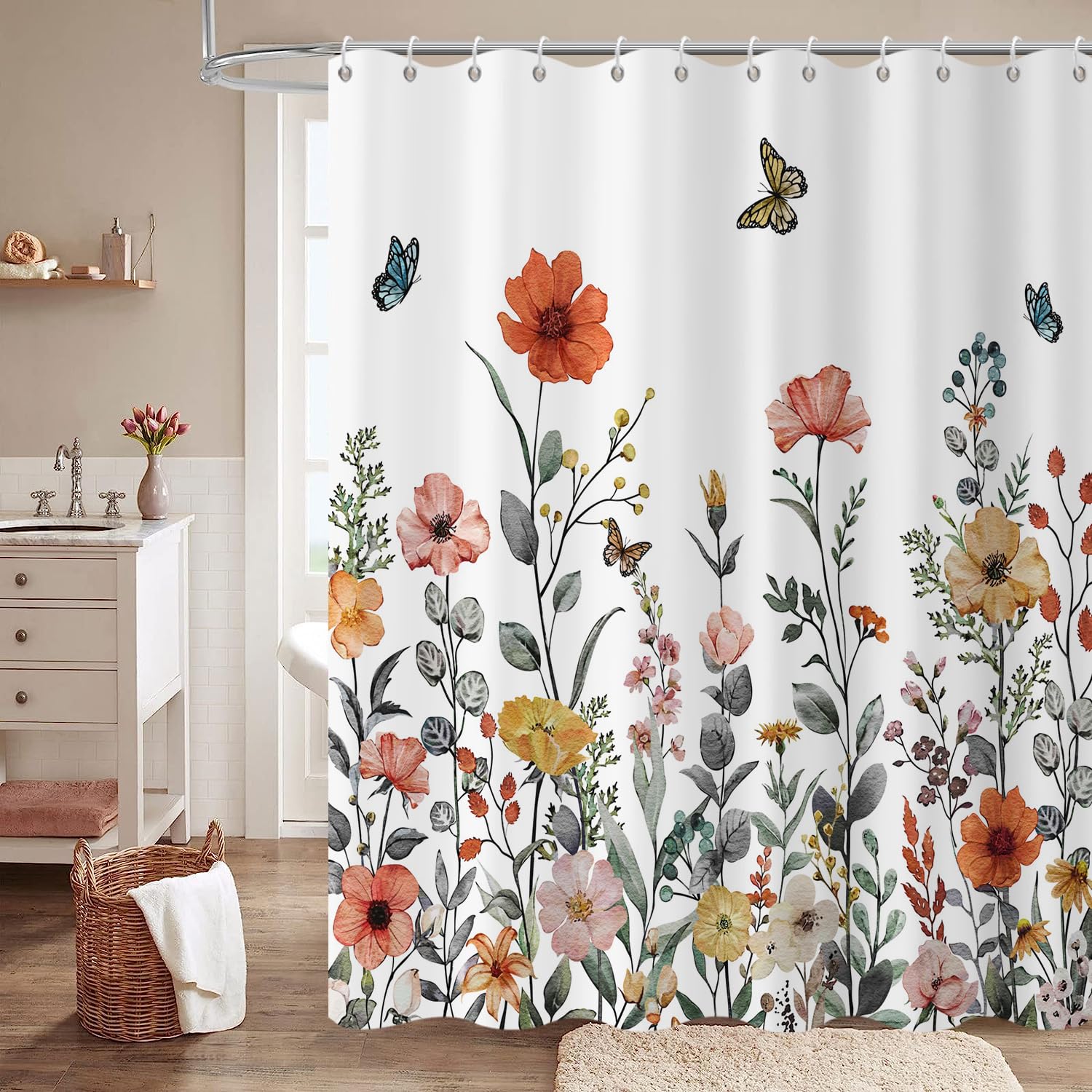 Rideau de douche lavable en tissu anti éclaboussure pour salle de bain