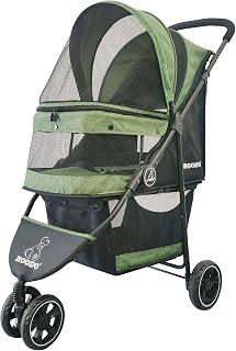 ROODO 3-Wheel Pet Stroller: Lightweight Foldable Jogger for Small Dogs & Cats up to 30lbs, All-Terrain Travel Stroller (Green)