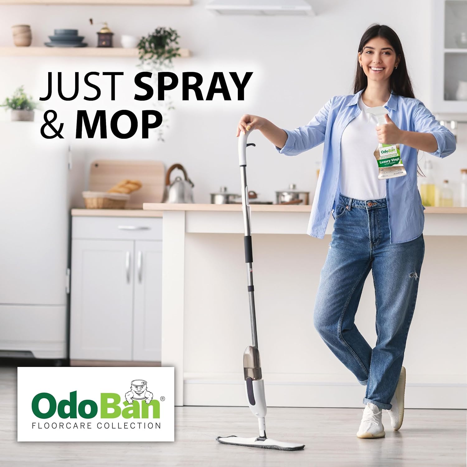 OdoBan Ready-to-Use Luxury Vinyl Floor Cleaner, Streak Free and Neutral PH Formula, Made in the USA, Scentless, 32 Oz Spray 6-Pack