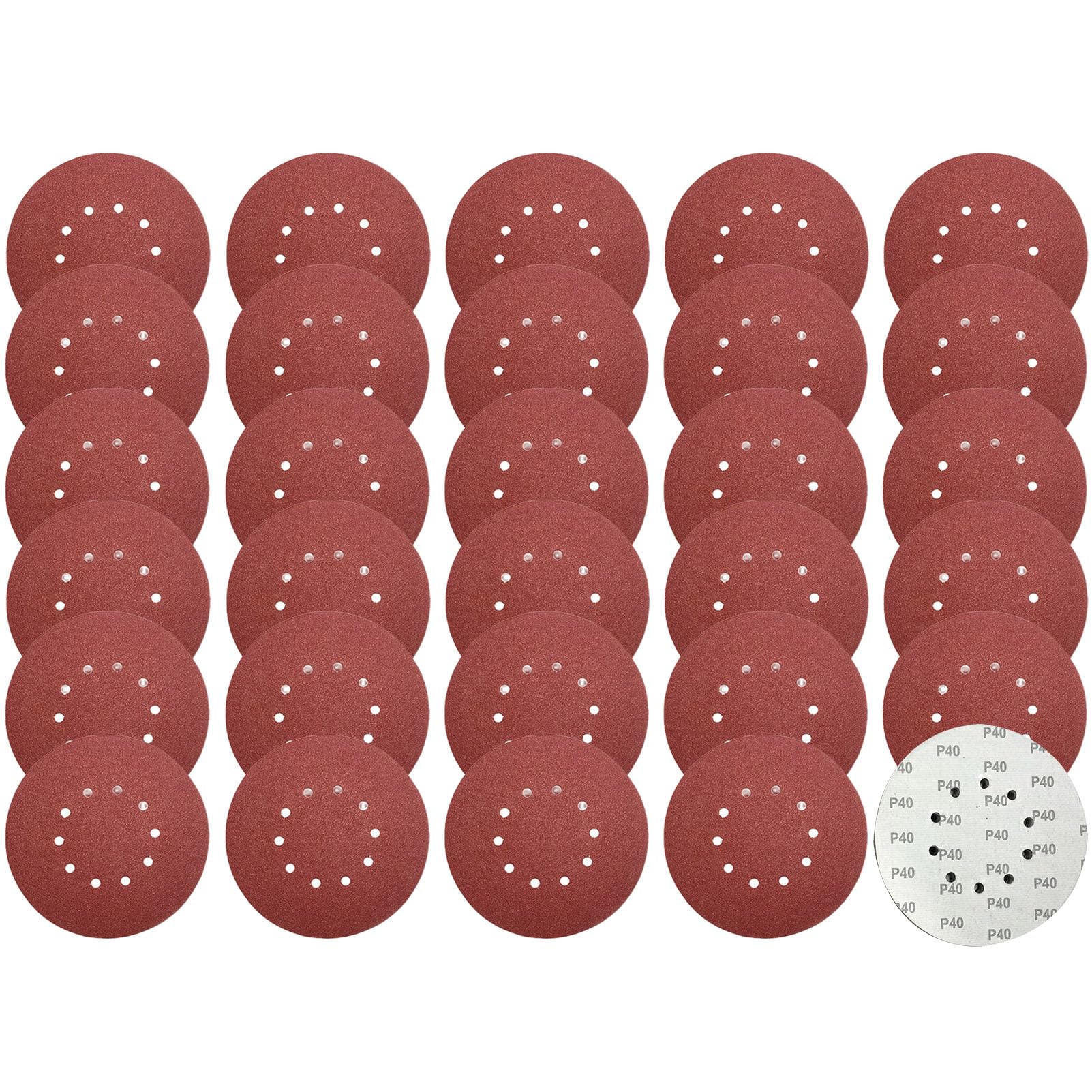 ​30-Piece​ ​40 Grit​ ​225mm Sanding Discs, ​Aluminium Oxide​ ​Sanding Discs​ for ​Heavy-Duty Drywall Sanding​ and ​Circular Sanding​