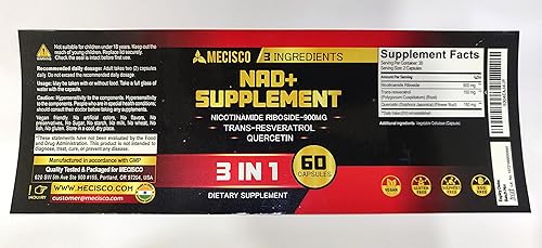 Miniatura 4 de Suplemento NAD+ 3 en 1 - Ribosida de nicotinamida con resveratrol y quercetina trans - 60 unidades - Suministro para 30 días