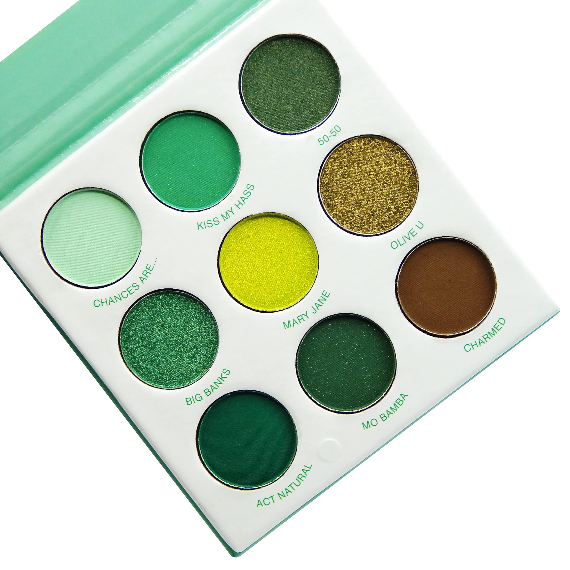 S.F.R. COLOR Just My Luck Matte Pressed Pigmented Green Themed Shimmer Eyeshadow Combo Palette, Multicolor, 9 g