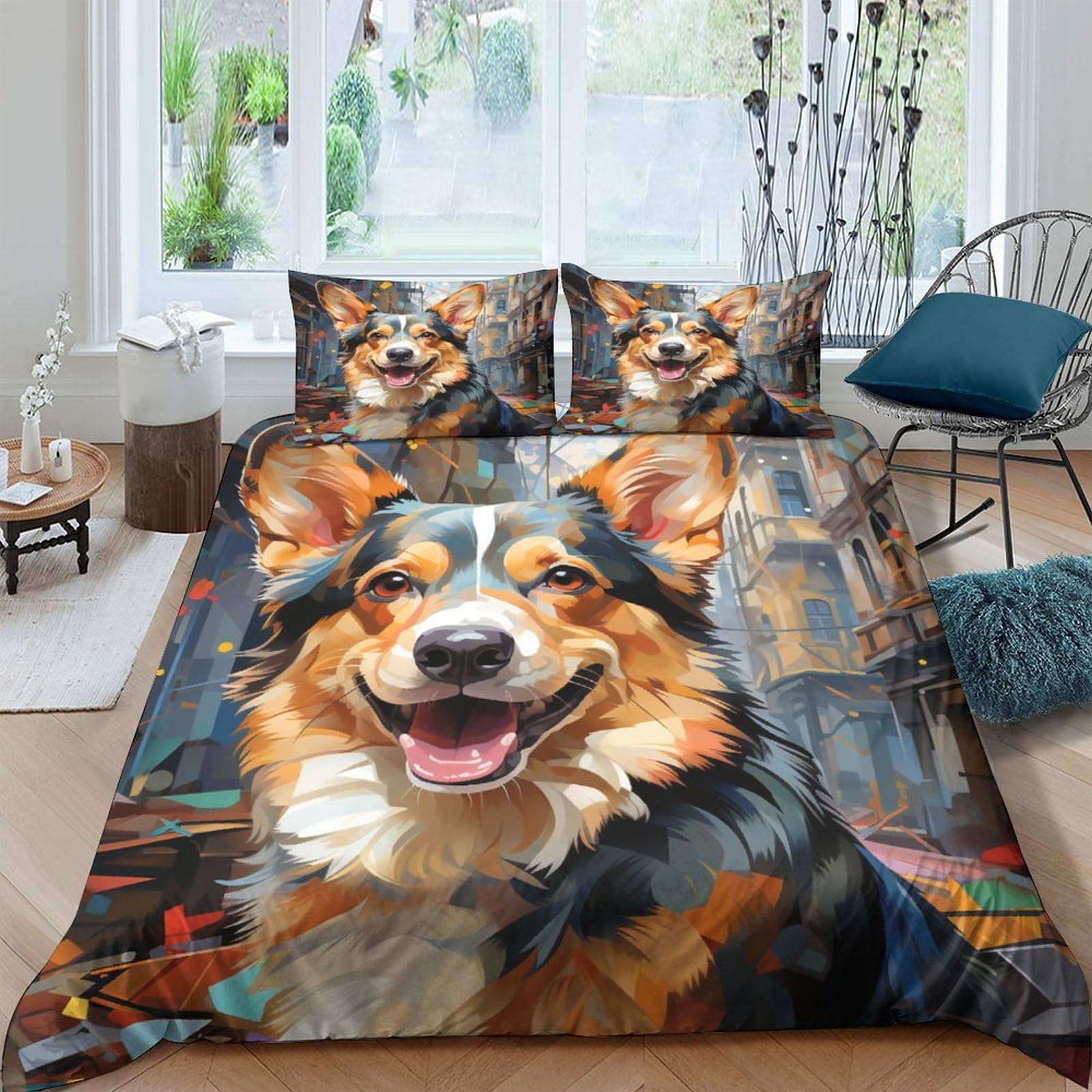 Housse de couette 3D corgi parure de lit enfant pour transformer sa chambre