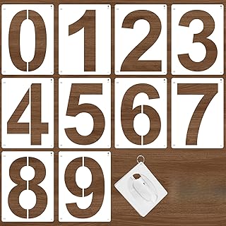 8Inch Number Stencils, 10Pcs Plastic Reusable Washable Curb Stencil Kit for Address Painting, 0-9