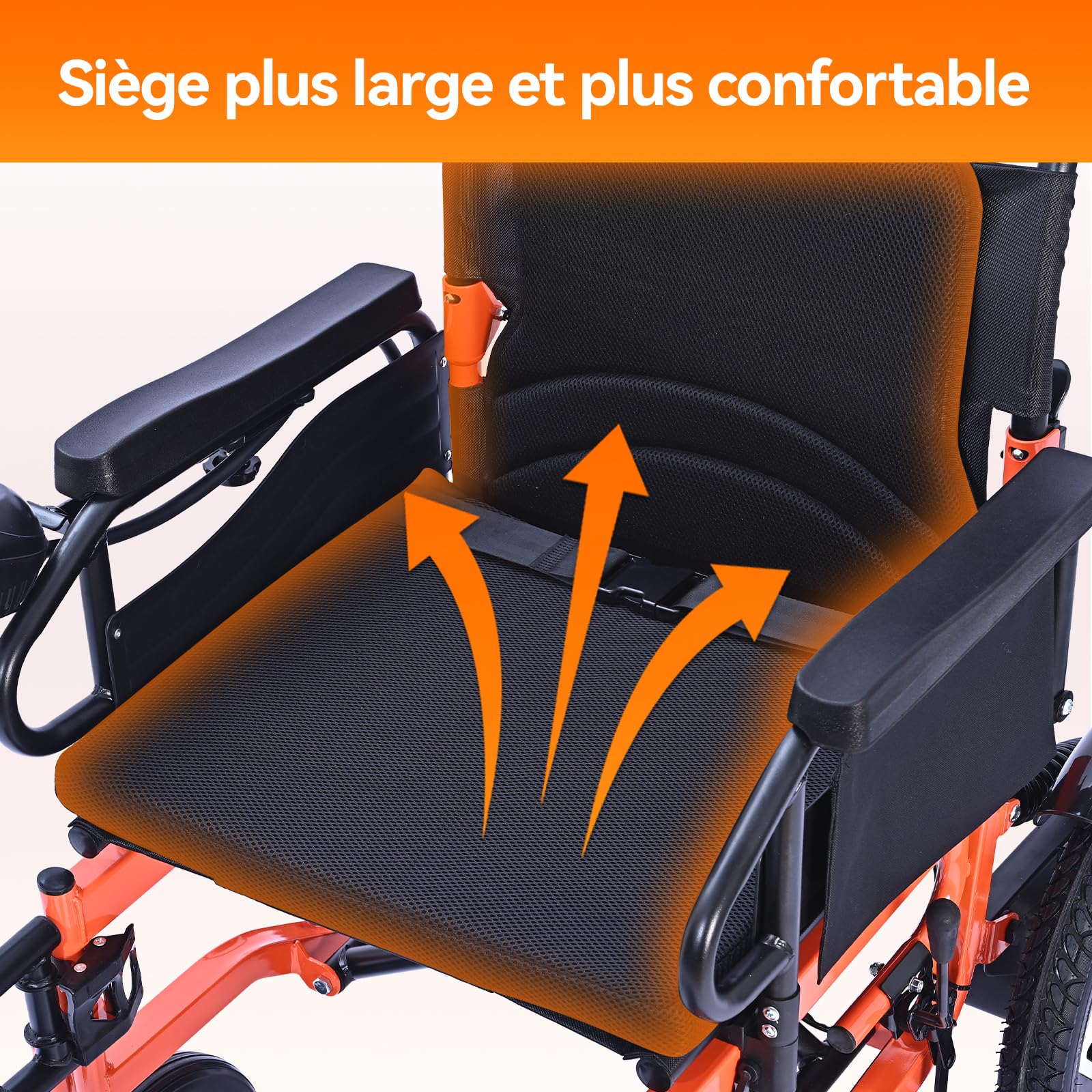 D09 Fauteuil roulant electrique pliable lourd à largeur élargie, pour 150KG, 30KM fauteuil handicapés électrique Stable,Chaise roulante électrique avec 42CM pneus gonflables amortisseurs
