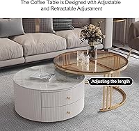 Vista 7 de Mesa de centro redonda anidable, mesas de centro redondas con almacenamiento para sala de estar, mesa de centro para sala minimalista, mesa