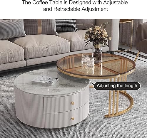 Miniatura 7 de Mesa de centro redonda anidable, mesas de centro redondas con almacenamiento para sala de estar, mesa de centro para sala minimalista, mesa de