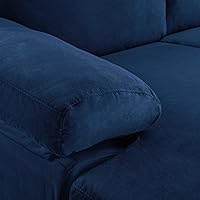 Vista 5 de Casa Andrea Milano Moderno sofá seccional grande en forma de L de terciopelo, con diván extra ancho