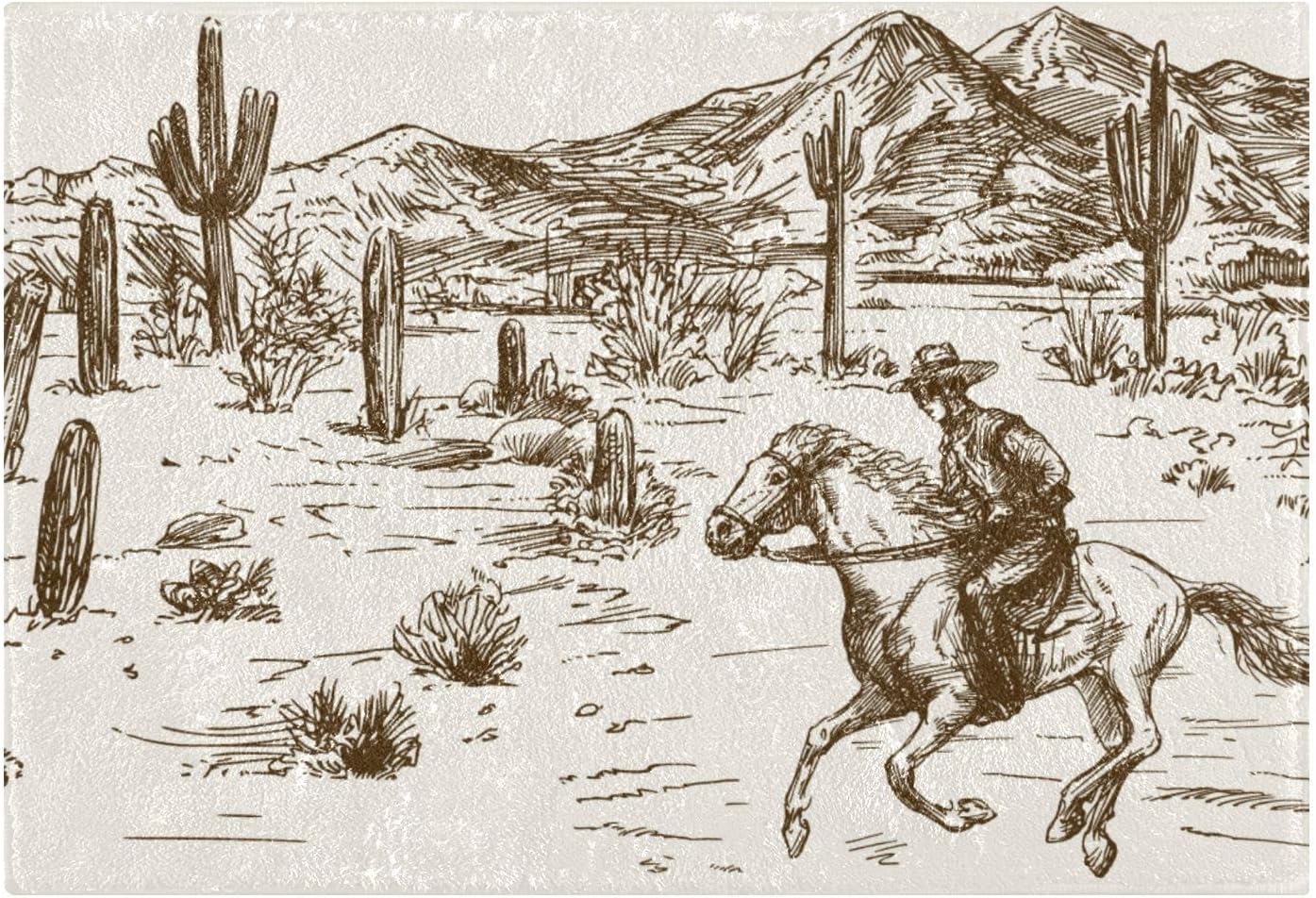 YETTASBIN Western Cowboy 2 Pcs Bath Rug Mat Set, Non-Slip Quick Dry Shower Rug, Extra Soft Plush High Absorbent Contour Toilet Carpet for Bathroom Floor, Bathtub, Shower, Sink-16 x 24 in + 20 x 24 in