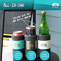 Vista 3 de Toadfish Enfriador de latas de 12 oz antivuelco, con ventosa para cerveza y refrescos. Incluye adaptador de lata delgado, aislado al vacío de doble