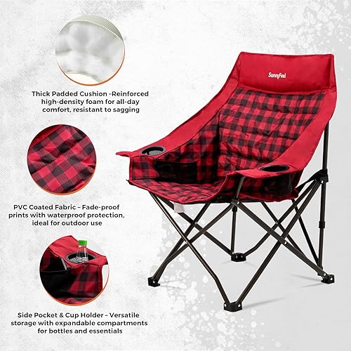 Miniatura 4 de SUNNYFEEL Silla acolchada de gran tamaño rojo conjunto de uno